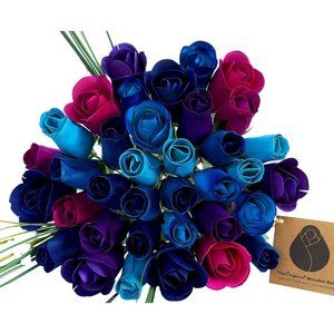 3 Dozen Deluxe Dark Waters Themed Flower Bouquet. The Original Wooden Rose.